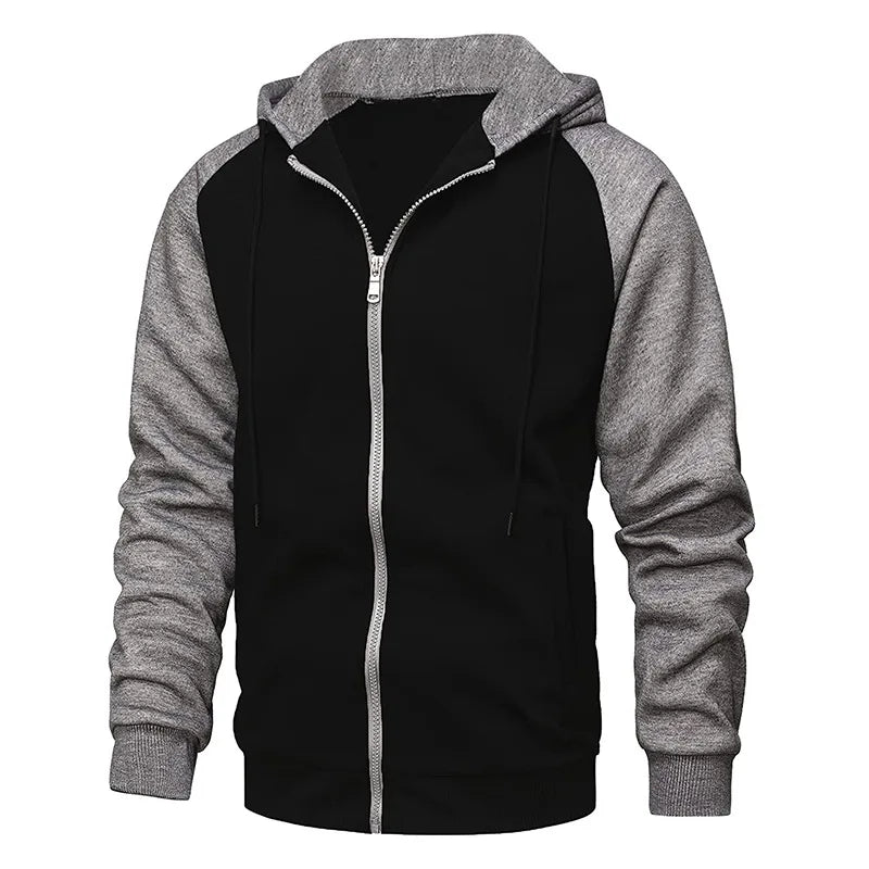 2024 Men's Jacket Fashion Spliced Autumn Jackets for Men Fleece Long Sleeve Coat Man Casual Hoodies Streetwear Men's Coats