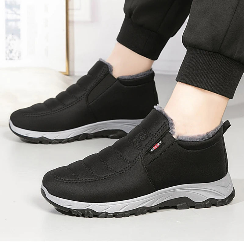 Waterproof Winter Boots for Men's  2025 New Plush Snow Boots Men's Ankle Boots Warm Black Couple Cotton Couples Platform Shoes