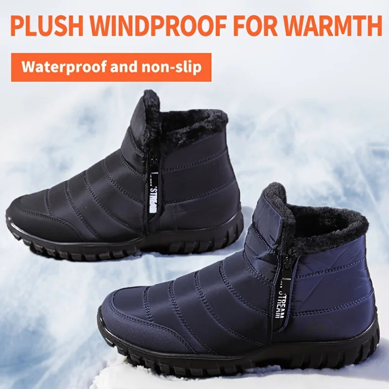 Women Men Winter Snow Boots Waterproof Warm Fuzzy Lined High Top Side Zipper Outdoor Ankle Booties for Cold Days