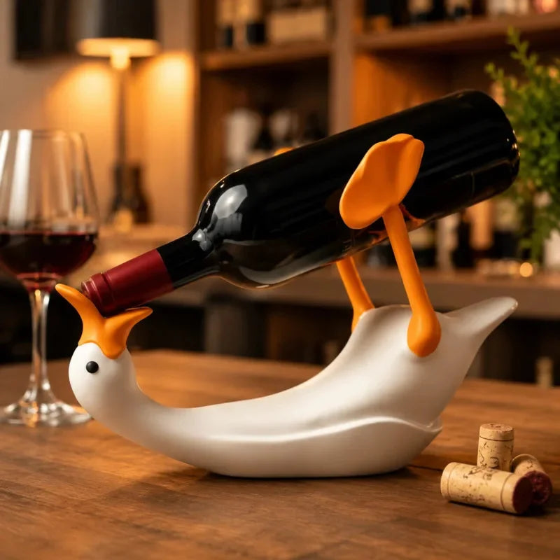 Portable Cute Goose Wine Bottle Holder Table Bar Kitchen Dining Room Bottle Rack Stand Decorative Tabletop Gift Kitchen Decor
