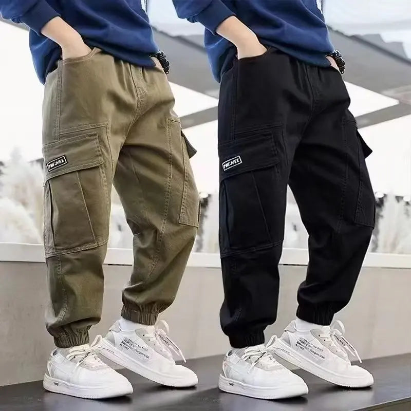 Cotton Boy Cargo Pants Children Casual Sweatpants Three-dimensional High Visibility Sports Pants Fashion Children's Clothing New