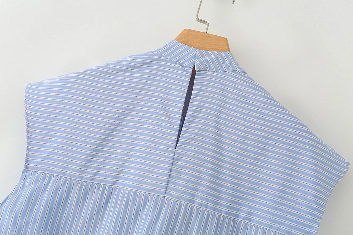 2026 New Women's Shirts Summer Fashion Striped Blouse Elegant Scarf Collar Office Women's Blouse Street Chic Young Tops