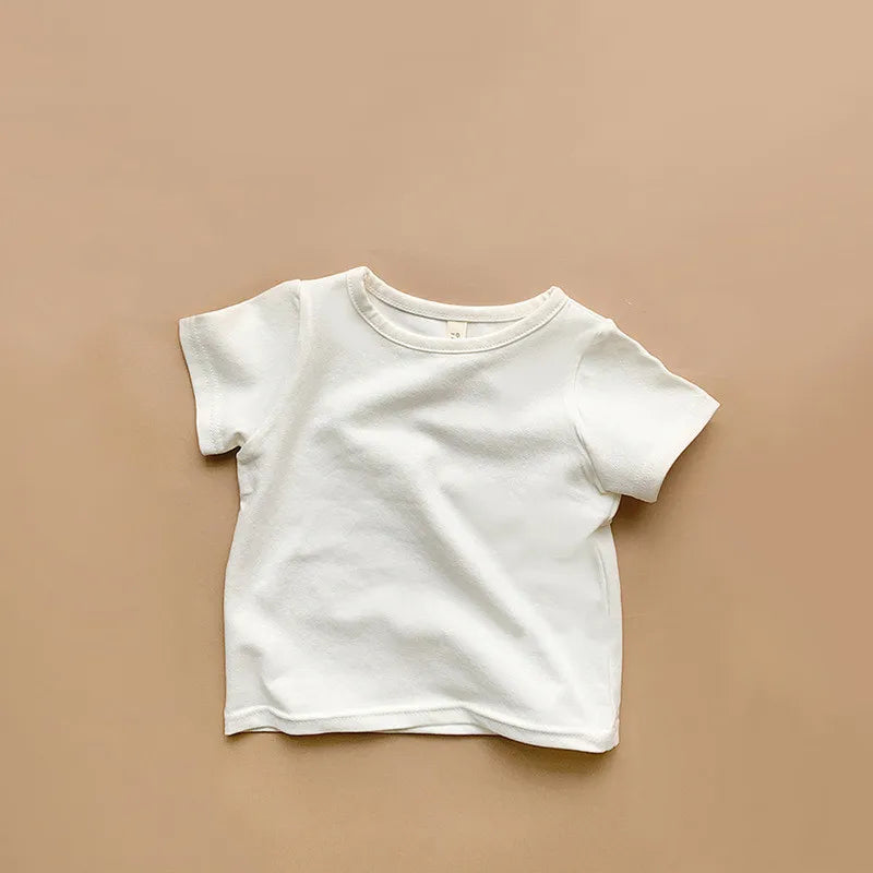 Newborn Baby T-shirts For Boys Girls Cotton Short Sleeve Baby's Clothing Casual Summer Toddler Clothes White Gray 0-24Month New