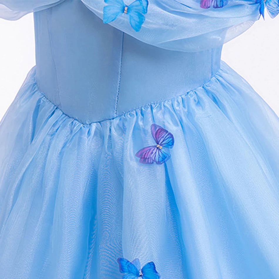 Girls Cinderella Cosplay LED Dress Up Clothes for Girls Christmas Halloween Party Princess Costume Kids Birthday Gown 2 4 6 10T