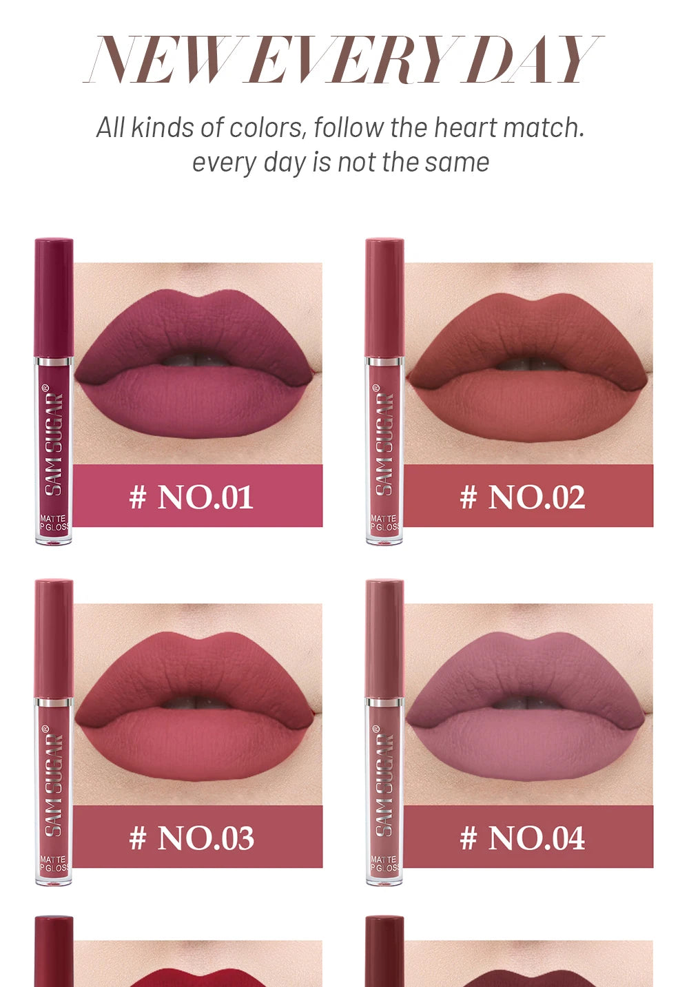 Velvet Matte Lip Kit, Waterproof, Smudge-Proof, Smooth Application, Long-Lasting Makeup Effect