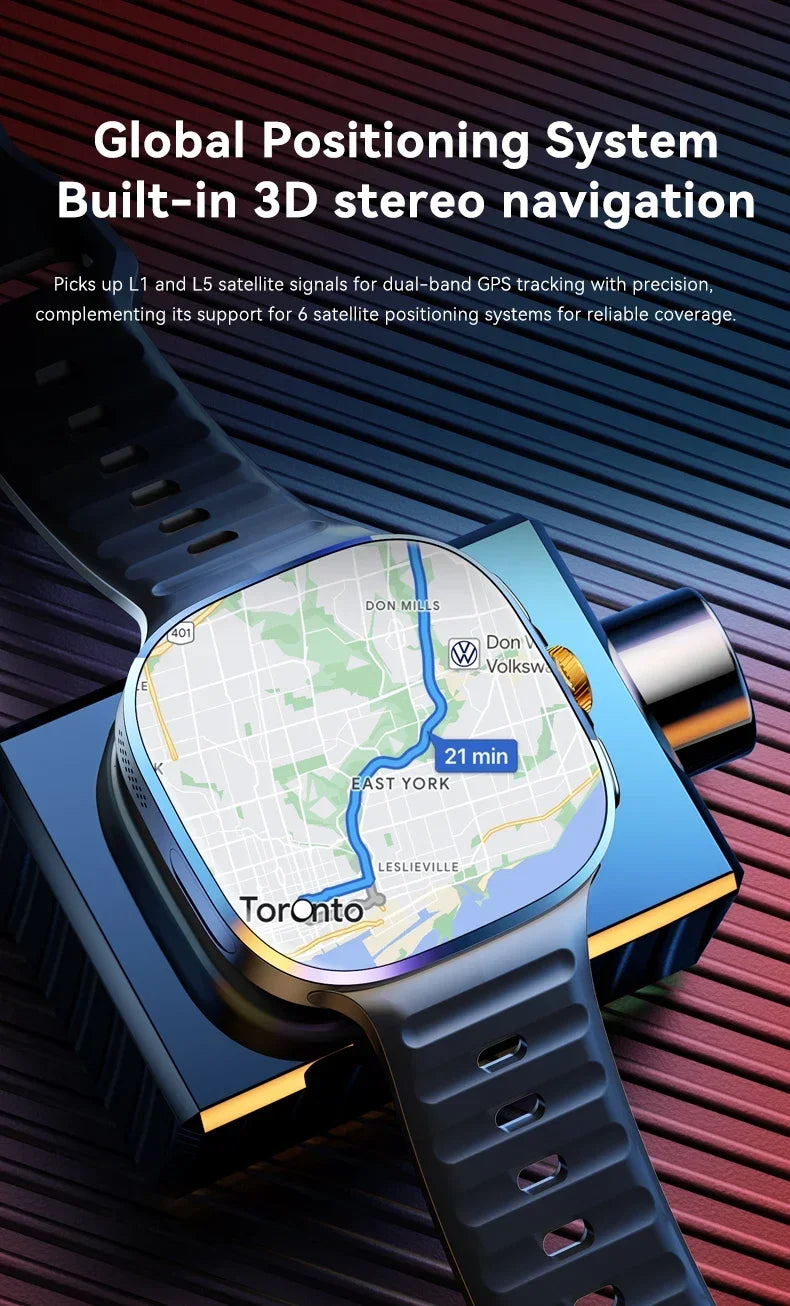 NEW Smartwatch 5G with 2.4" HD Screen 190° Rotating Camera WIFI 3D Stereo Navigation Compass NFC Bluetooth Smart Watch Men Women