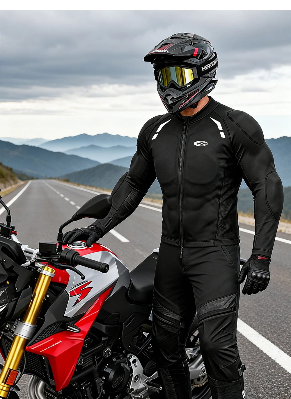 Men's Motorcycle Jacket Breathable Motorbike Riding Jackets Built-in Protective Gear Four Seasons Motocross Clothing Anti-fall
