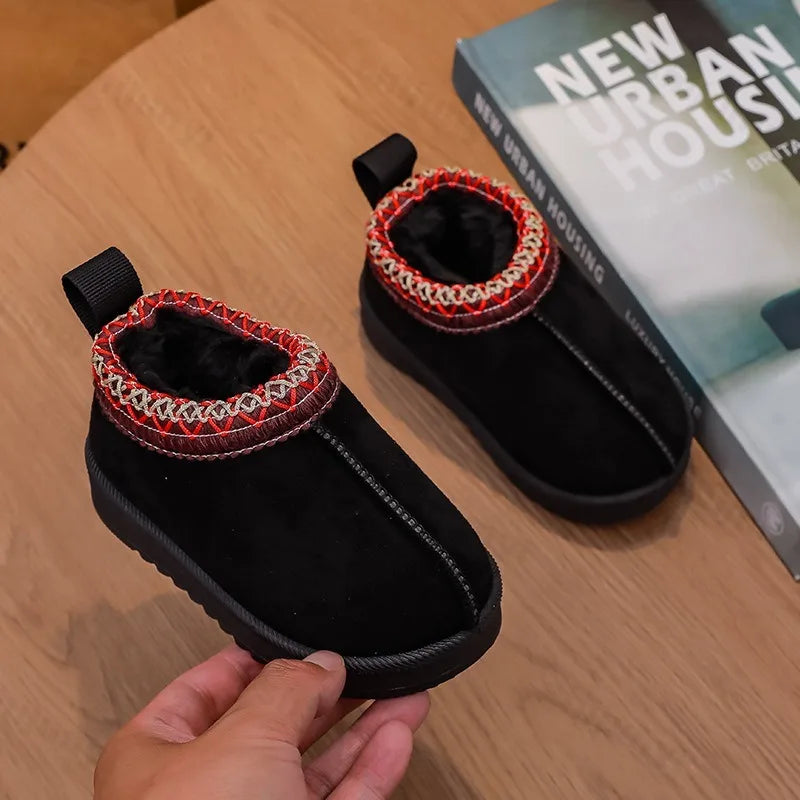 Baby Warm Snow Boots Winter 2026 New Fashion Children's Ankle Boots Girls Low-top Cotton Shoes Boys Plush Suede Short Boots