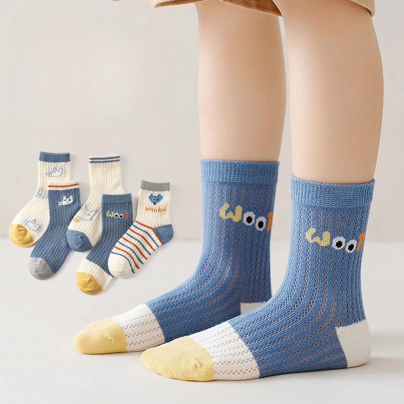 5 par/lote calcetines infantiles de algodón para niñas bonitos calcetines deportivos para viajes al aire libre animales de dibujos animados accesorios de ropa deportiva informal