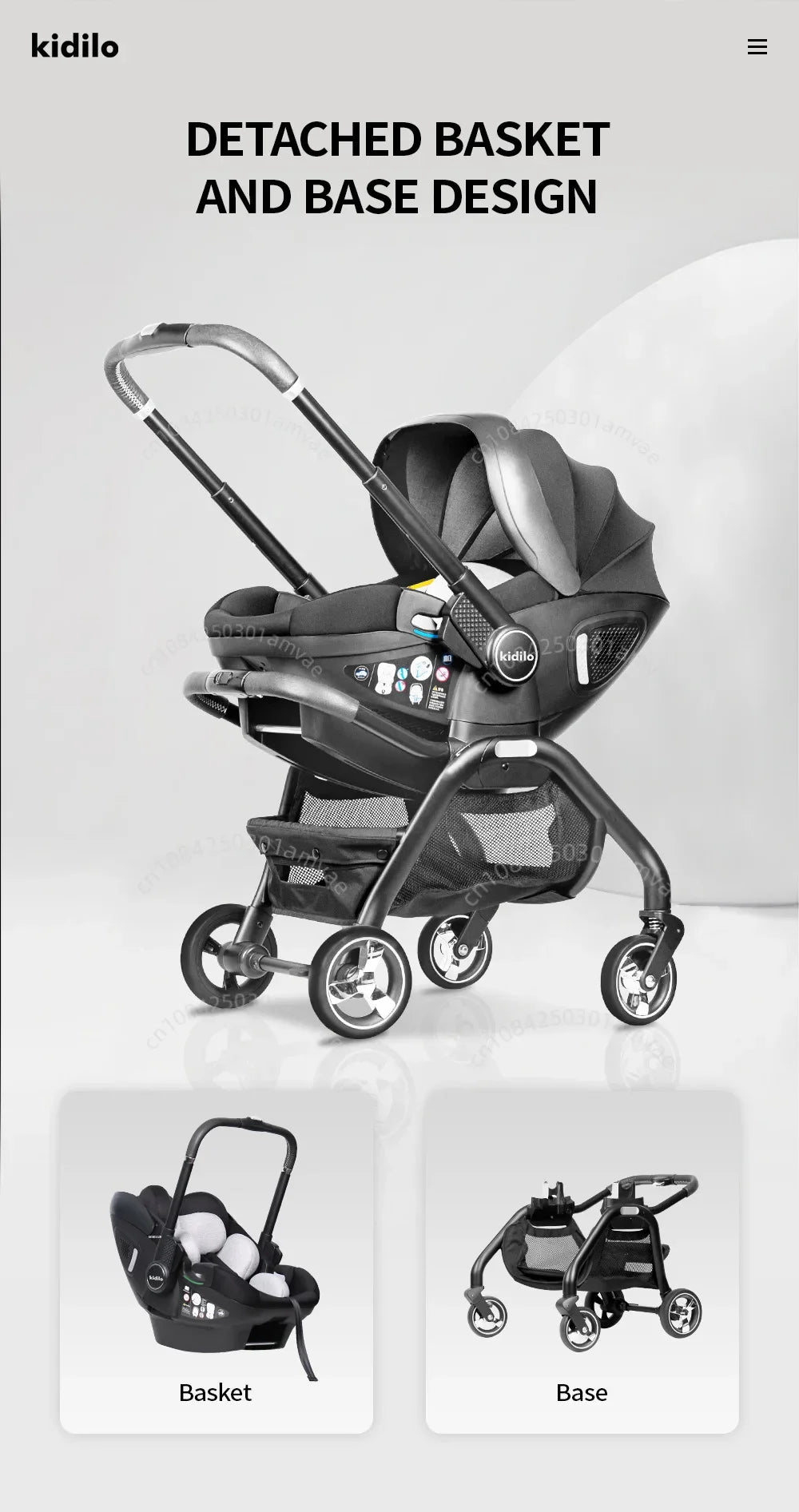 Kidilo 3-in-1 baby stroller, baby safety seat, newborn baby sleeping basket, portable 5 color choices Suitable for ages 0-1