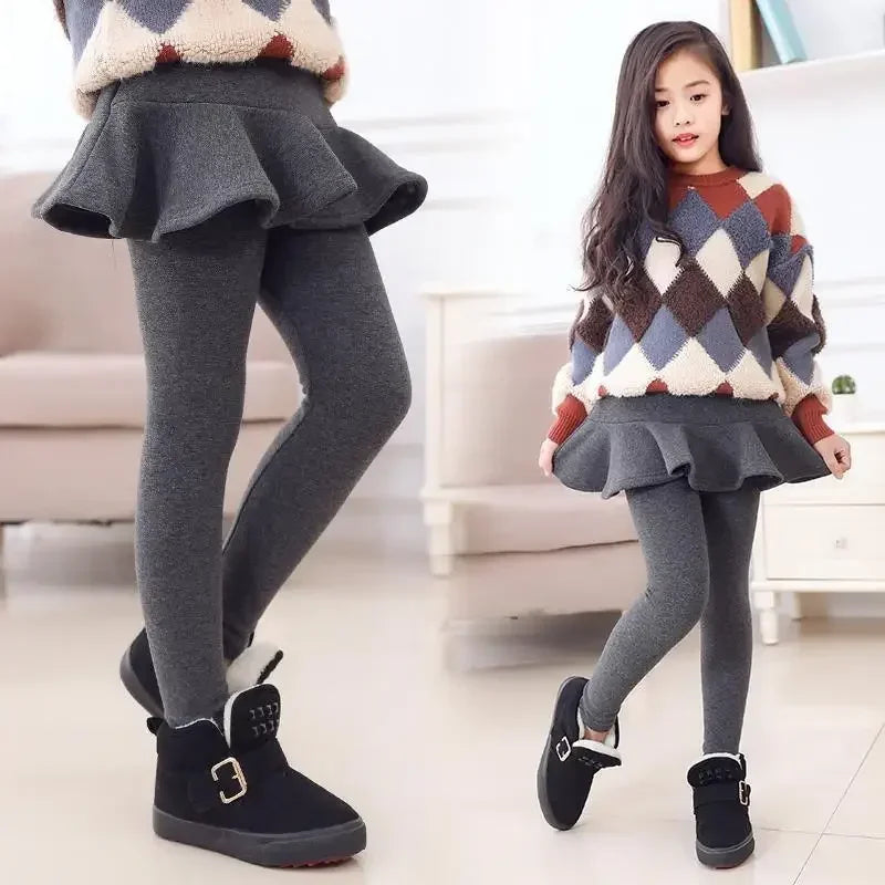 Girls Leggings Kids Autumn Winter Pants Tight for Girls False Two Pieces Culotte Children Skirt-pants Trousers 10 12 13 Years
