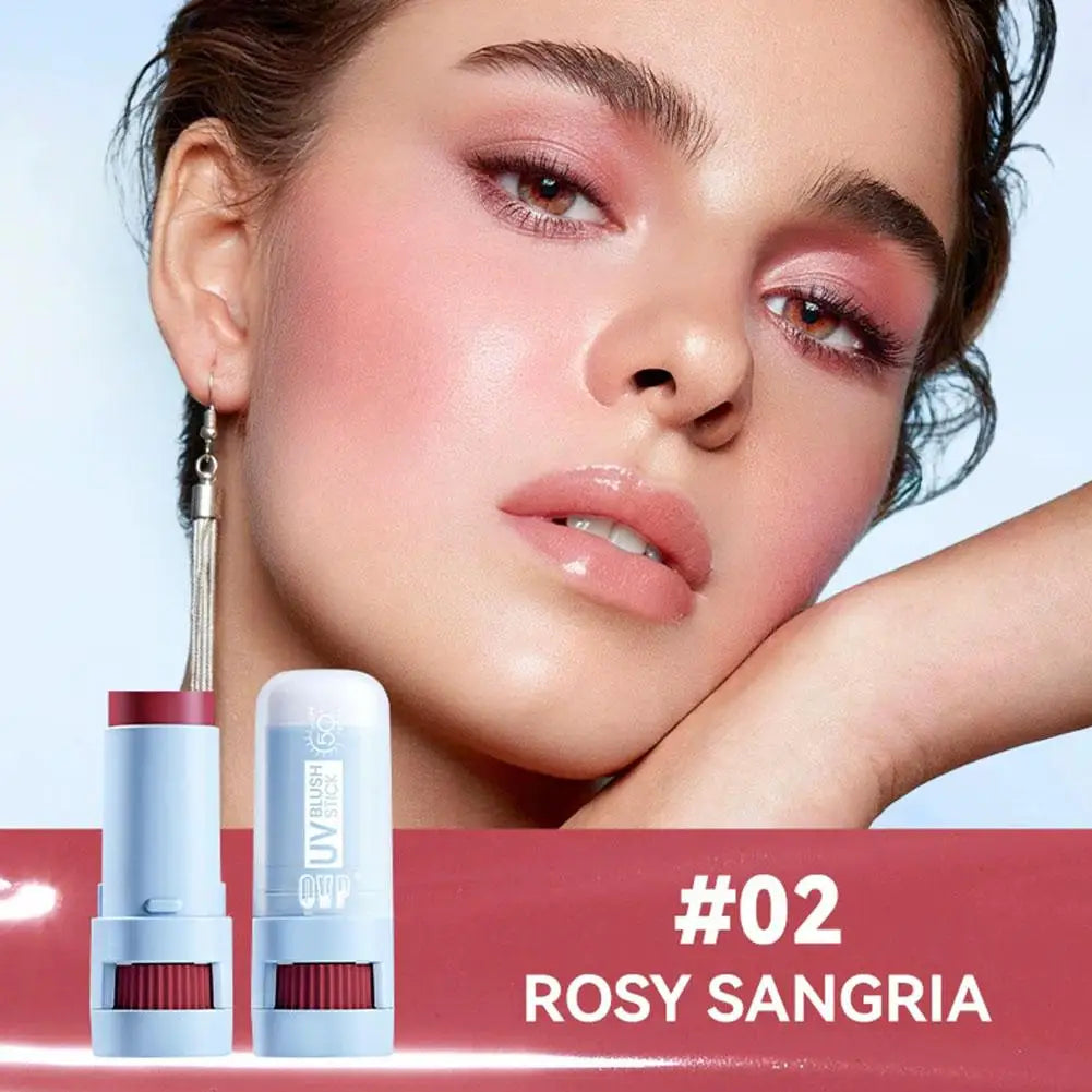 Matte Blush Stick with Natural Satin Finish Offers 5 Color Shades Moderate Coverage Long-lasting Nourishing Skin Care Makeup