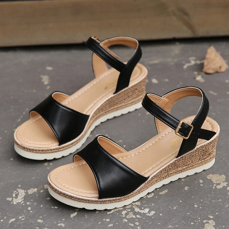 Lightweidght Wedge Sandals for Women Summer 2024 Ankle Strap Platform Sandles Woman Thick Sole Non Slip Beach Sandalias Mujer