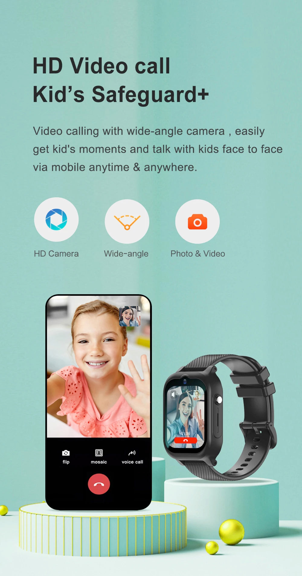 Kids 4G Video Call Chat Smart Watch Student 1.83" Waterproof GPS WIFI LBS Location 700Mah Battery Calculator Children Smartwatch