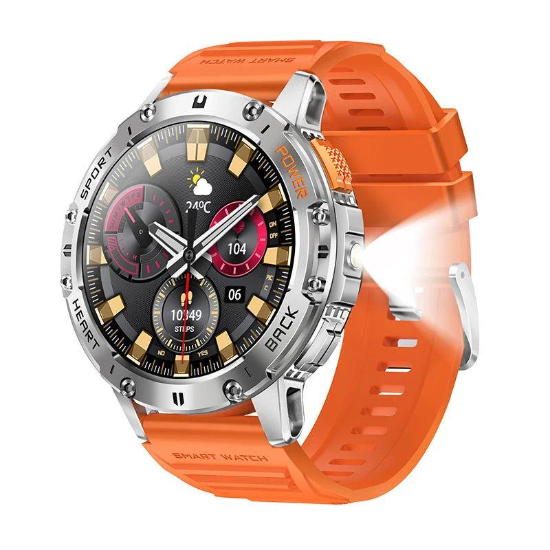 LIGE New AMOLED Smart Watch Men with Flashlight Sports Waterproof Fitness Tracker Bluetooth Call Smartwatch Man For Android ios