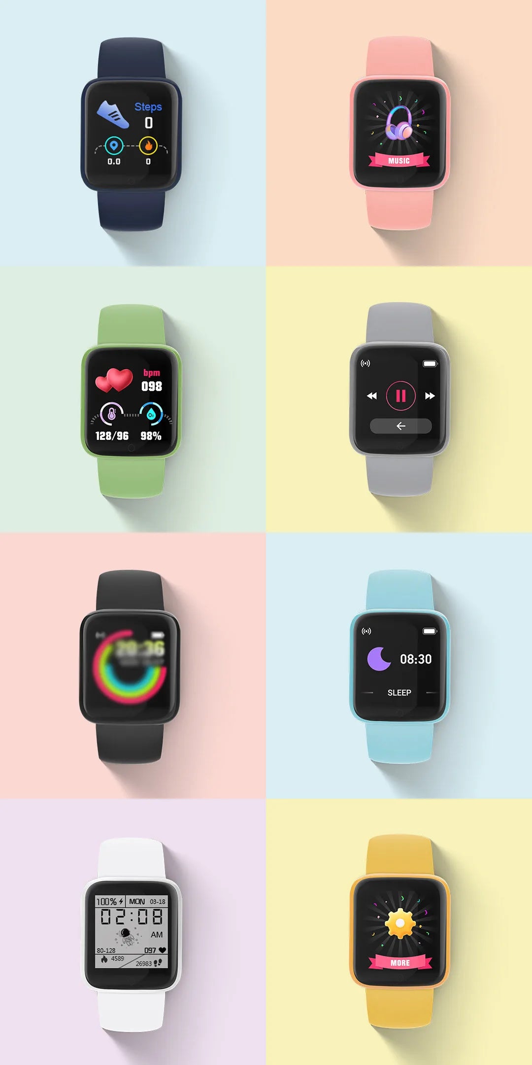 Smart Watches for Men Children Smartwatch for Girls Boys Men Women Sport Heart Rate Blood Pressure Bracelet Kids Watch for 8-18