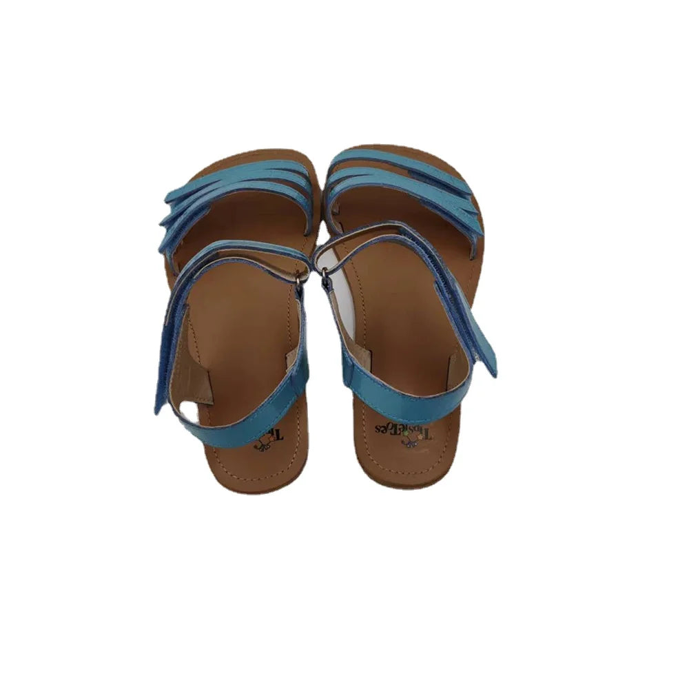 Tipsietoes 2025 Sprinng Barefoot Leather Flat Sandals For Women Shoes With New MInimalist Soft Sole