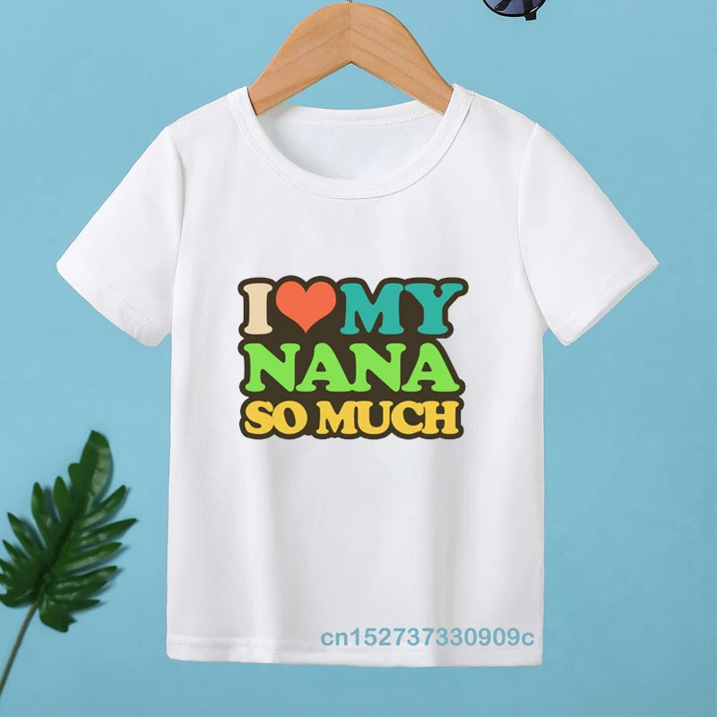 Toddler Girls/Boys Short Sleeve Letter "I LOVE MY NANA&PAPA" And Palm Graphic Casual T-Shirts Dress Kids Summer Clothes