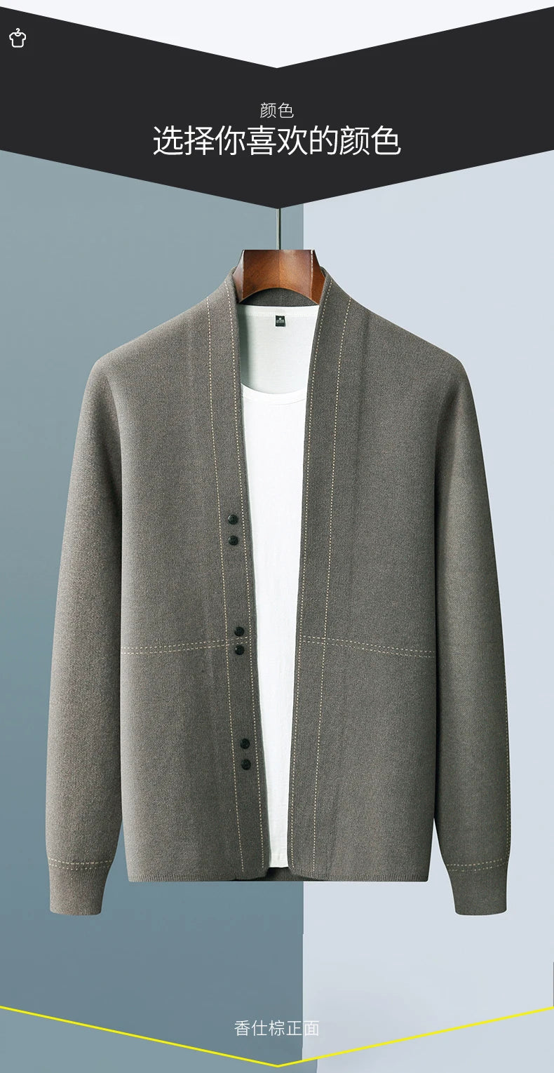 Fall/Winter New Men's Wool Cardigan Jacket Knitted Outer Cashmere Sweater Men's Wear