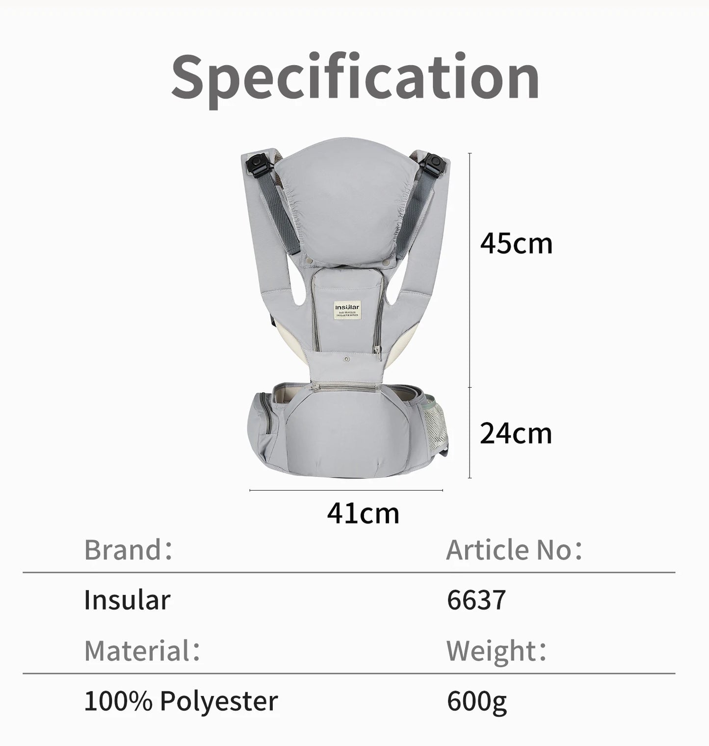 INSULAR Baby Carrier Breathable Child Waist Stool With Hip Seat Waist Stool Front Hold Portable Multi-functional 0-2Y