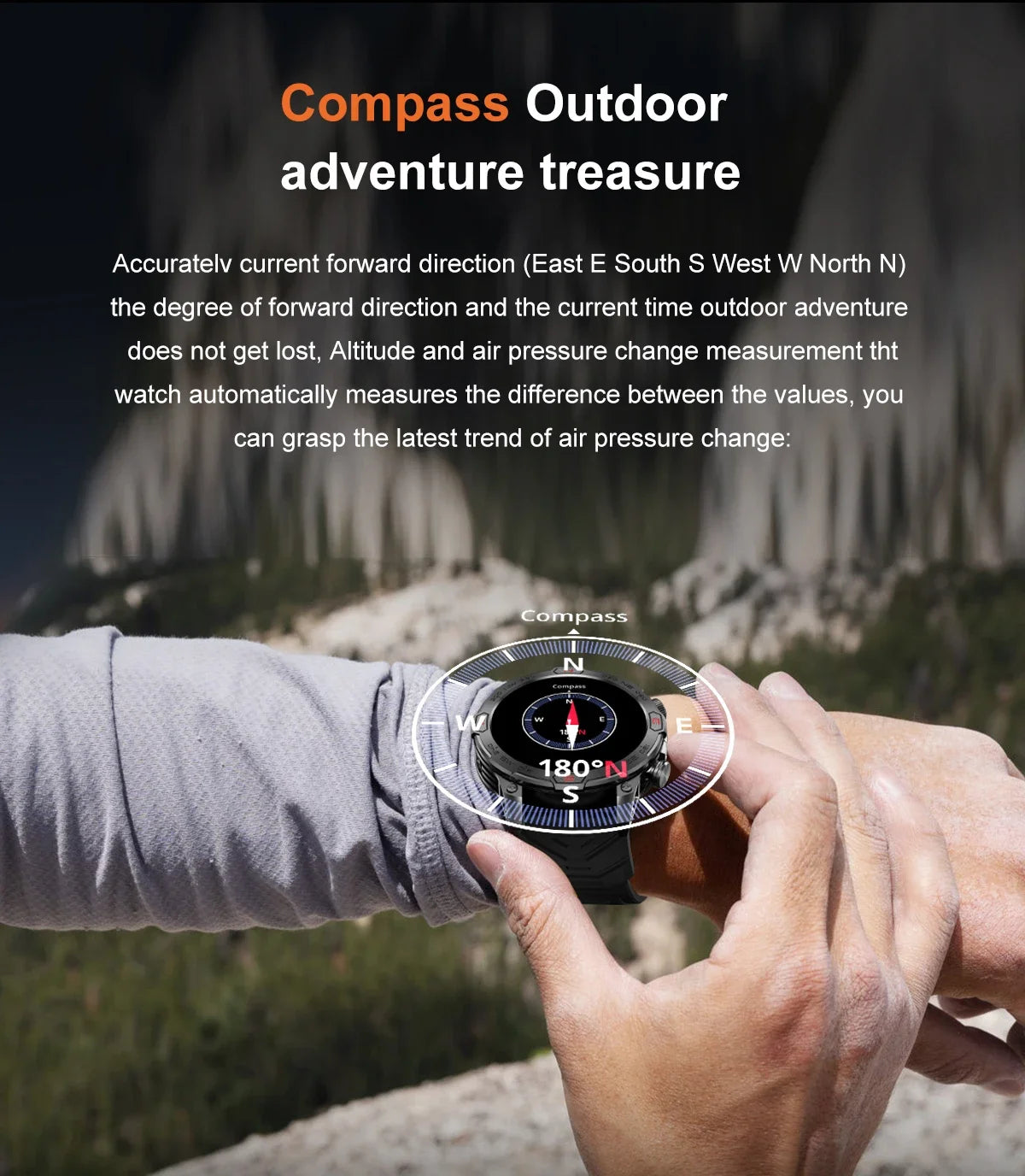 For Huawei Xiaomi New Smart Watch Men 1.43 inch Altitude Compass GPS Sports Tracker Waterproof Watch Bluetooth Call Smartwatchs