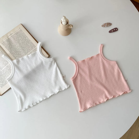 New Kid Camisole Newborn Hollow Out Love Vest Girl Baby Thin Solid Casual Tops Waistcoat Infant Cotton Suspenders Shirt