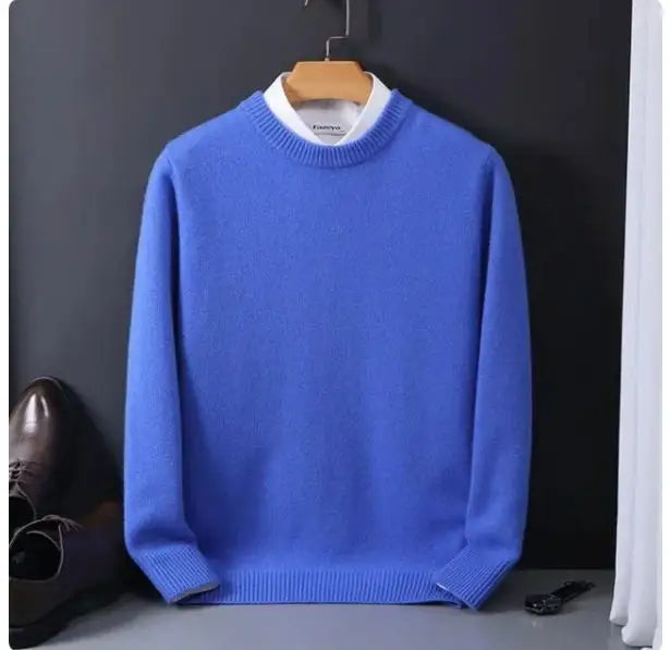 2025 Cashmere Sweater O-neck Pullovers Men's Loose Oversized M-3XL Knitted Bottom Shirt Autumn Winter New Korean Casual Men Top