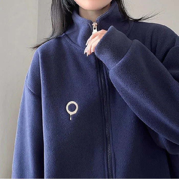 Fleece Jacket for Women in Autumn and Winter New Loose Lamb Wool Sweatshirt for Women Stand-up Collar Small Top