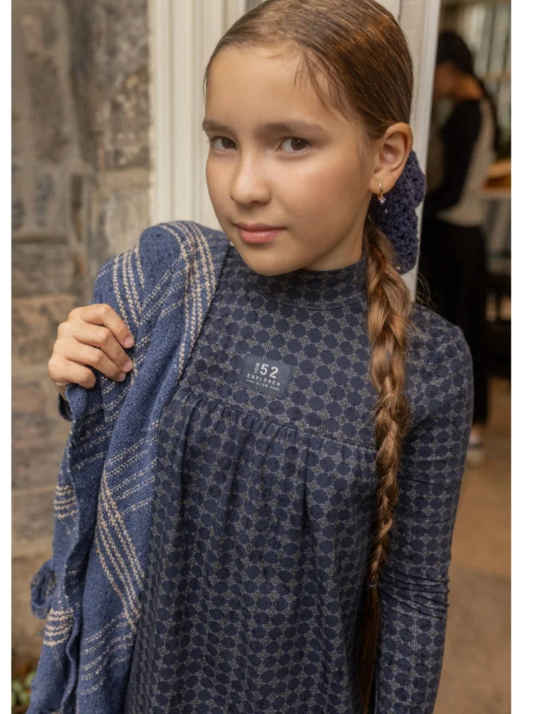 AP AW26 Navy Blue Corduroy Collection Kids Boy Girl Fashion Geometric Print Shirt Family Matching Clothing Dress Top Jumper