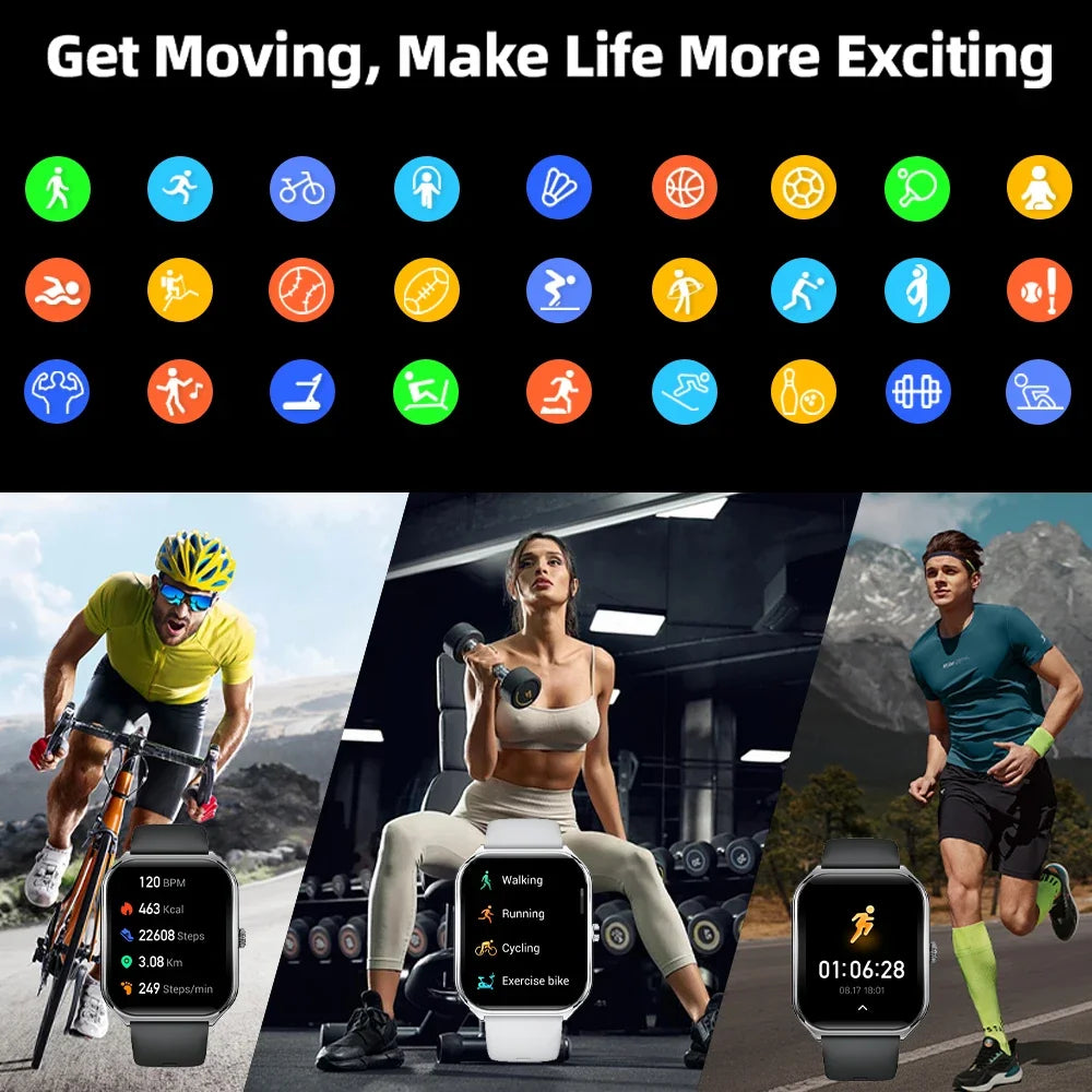 New Ultra Thin Smart Watch Men 1.96' AMOLED HD Pixel Display Always Show Time BT Call Reminder Smartwatch Ladies For Android iOS