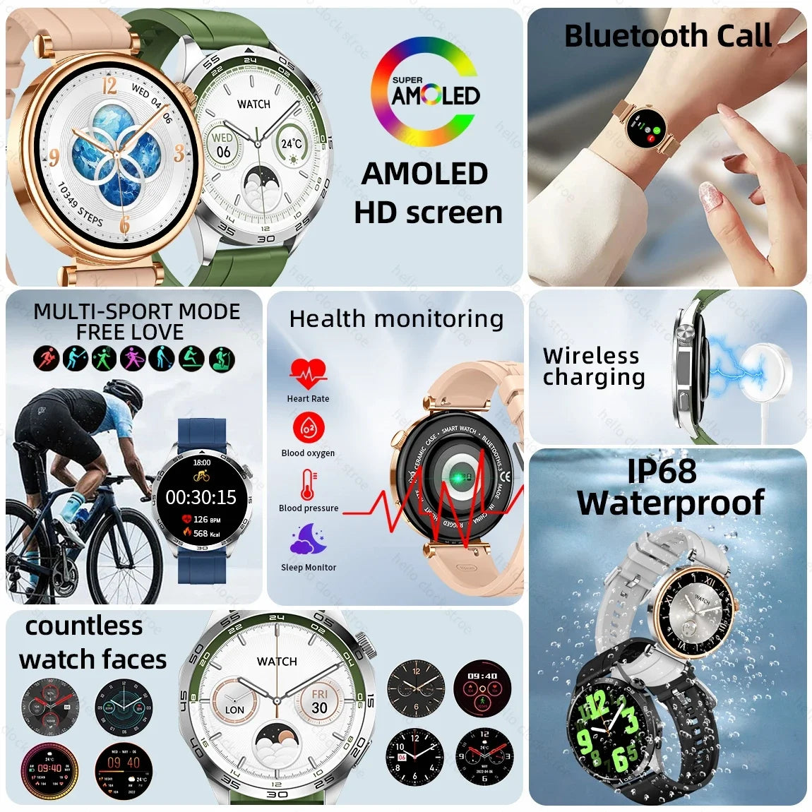 2024 New For Huawei GT 4 Smartwatch Men Women AMOLED NFC Compass Clock Bluetooth Call IP68 Waterproof Sport Smart Watch Bracelet