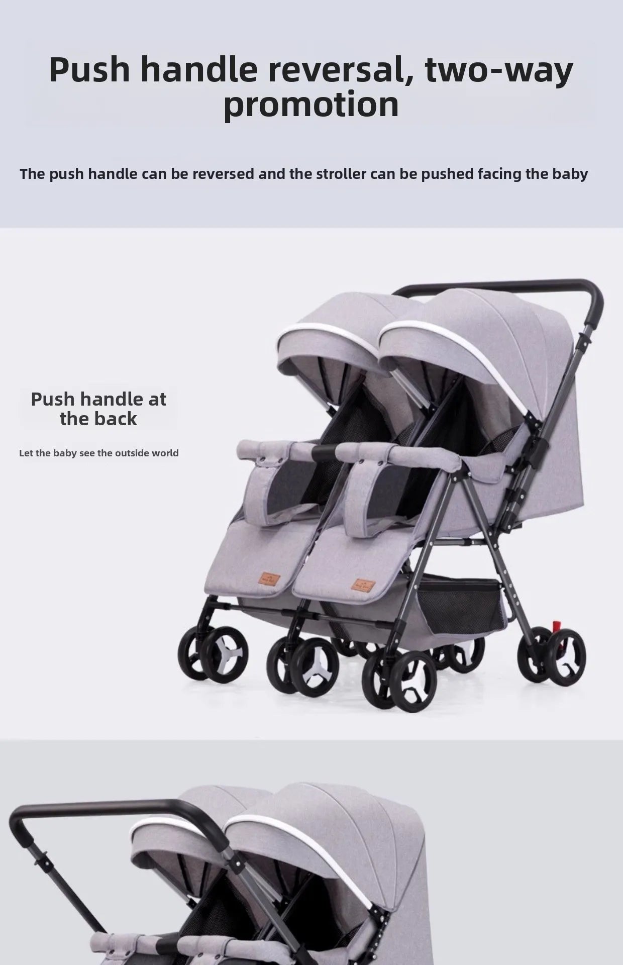 Twin Stroller, Double Seat/double Recline Stroller, Foldable, Suitable for Two People and Can Be Taken Into Elevators.