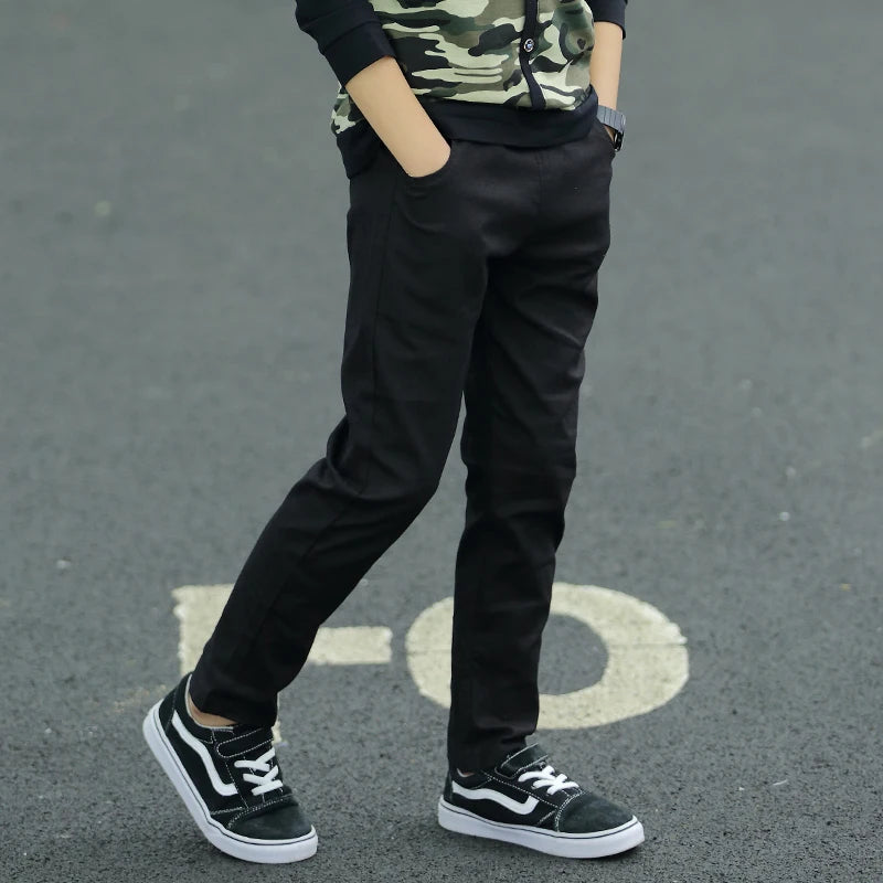 Teenage Kids Boys Pants Spring Boys Children Clothes Solid Black Pencil Pants  Long Trousers Kids Clothes Outfit for 7-16 Years