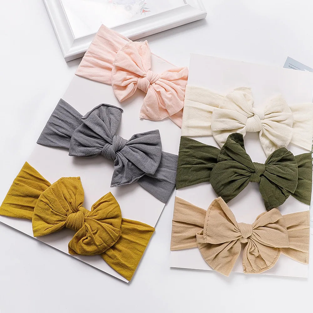 1pcs Soft Bows Headband for Girls Elastic Nylon Newborn Turban Hair Bands Toddle Hairband Headwear Baby Hair Accessories Gift