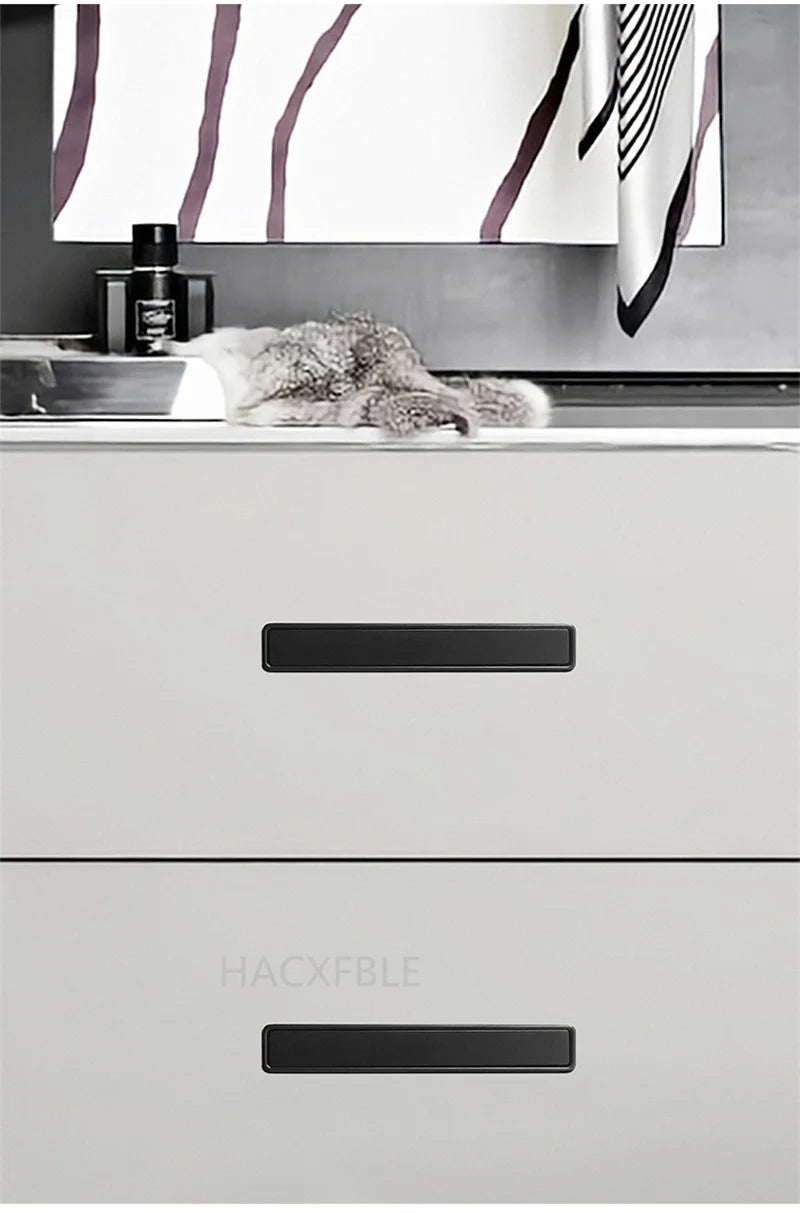 Modern Simple Embedded Kitchen Cabinet Handles Clamshell-type Hidden Handles Black Zinc Alloy Wardrobe Pulls Furniture handles