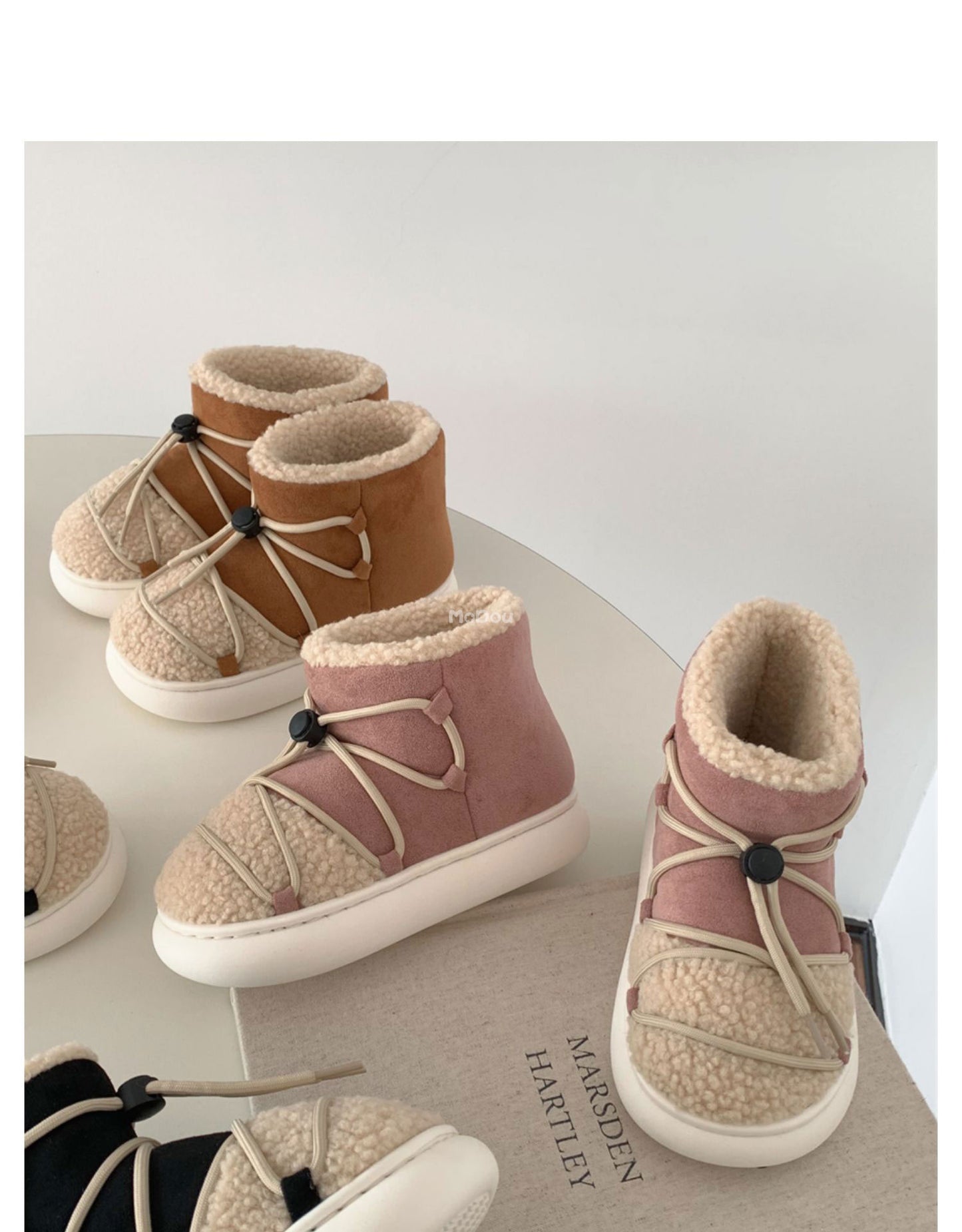 Winter New Warm Snow Boots 2025 Fur Design Women Short Boots Non-slip Light Comfortable Child Home Slippers High Top Shoe