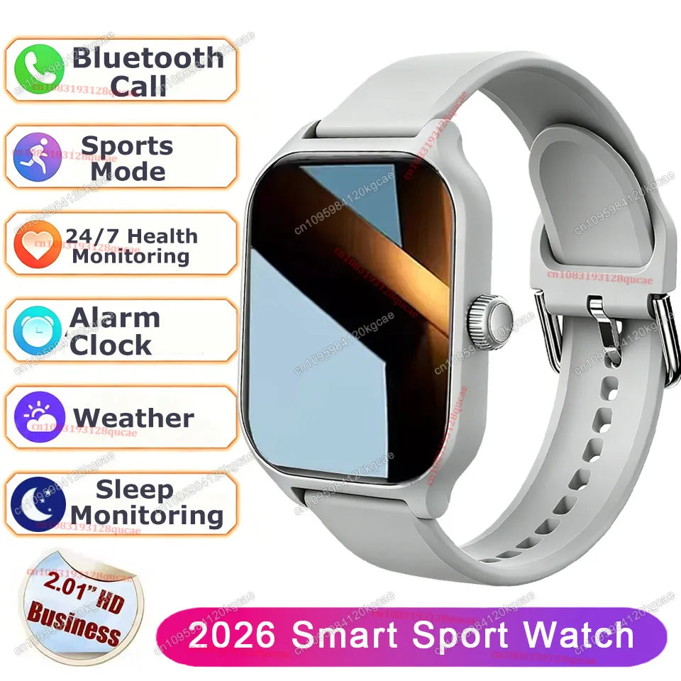 2026 New Smart Watch 2.01'' HD Display Answer Make Call Message Preview Sport Modes DIY Dial Weather Forecast For Men Women HW12