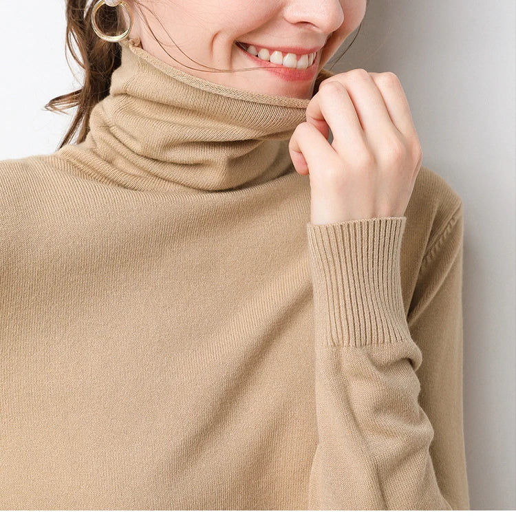 2026 Women Sweater Femme Autumn Turtleneck Sweater Pink Soft Material Women White Sweater jumper Pullovers Tricot Pull Femme