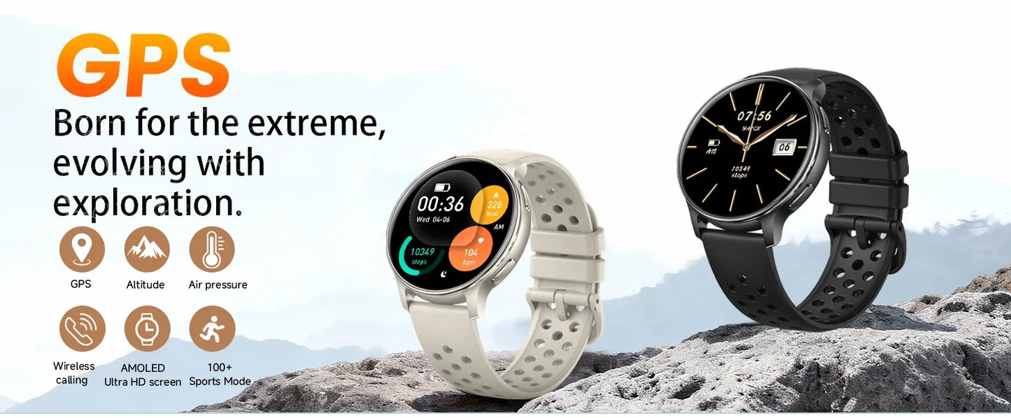 Smart Watch 100+ Sports Modes Health Monitoring Heart Rate Monitoring GPS Outdoor Compass Women’s Health Bluetooth Smart Watch