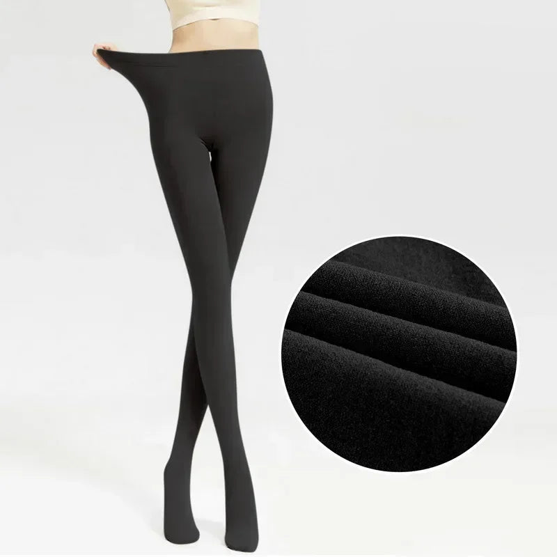 Women's Pearl Fleece Lined Leggings Winter Thermal Thickened Pants, All-in-One Warm Fleece Outerwear Bottoms