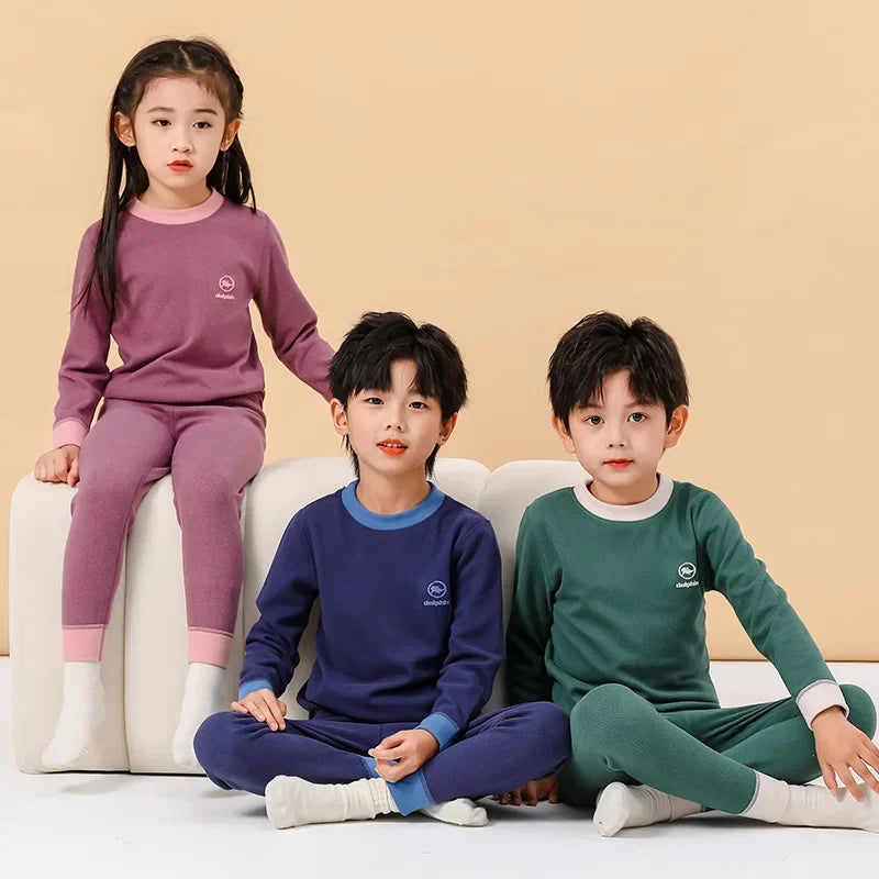 Kids Thermal Underwear Sets Baby Girl Winter Warm Seamless Pajamas For Children Boys Sleepwear Toddler Kid Clothes Set Outfit