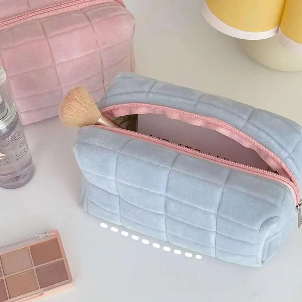Makeup Bag Pillow Storage High-End Sense Portable Travel Cosmetic Bags Solid Color Zipper Toiletry Bag Washing Pouch Storage Bag