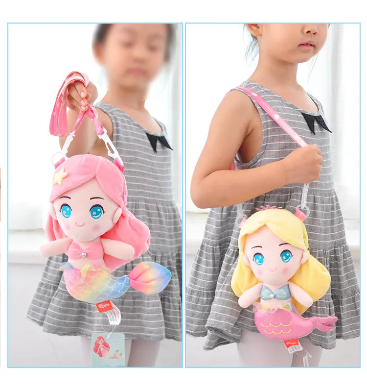 Mermaid Princess Shoulder Bags Little Girls Cute Coin Purses Children Mermaid Plush Toy Crossbody Bag