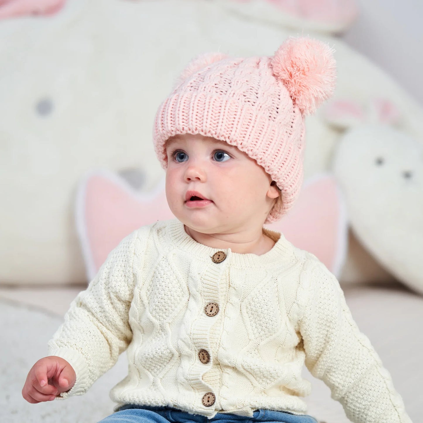 Gorro para bebé de otoño e invierno, gorro para niña, gorros de punto con pompones bonitos para niño, accesorios sólidos para recién nacidos, gorro para niño pequeño