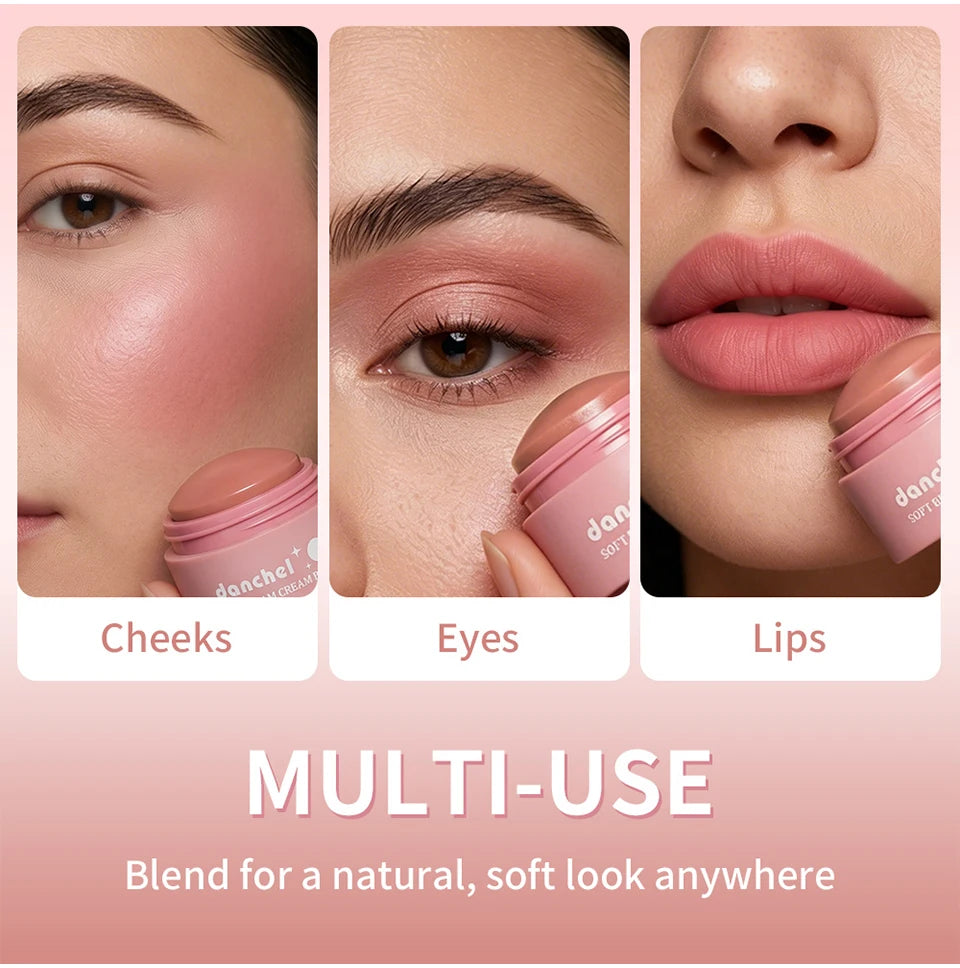 Natural Looking Matte Blush Stick Waterproof Long Lasting Hydrating Blendable Cream Blush Balm Lightweight Cheek Makeup Cosmetic