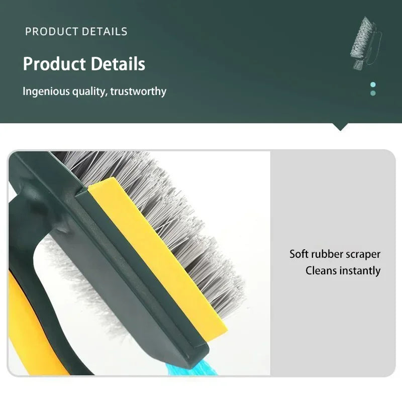 3-In-1 Multi-Function Cleaning Brush Hard Bristle Scrub Brush With Gap Brush T-Handle Grout Cleaner For Bathroom Kitchen Window