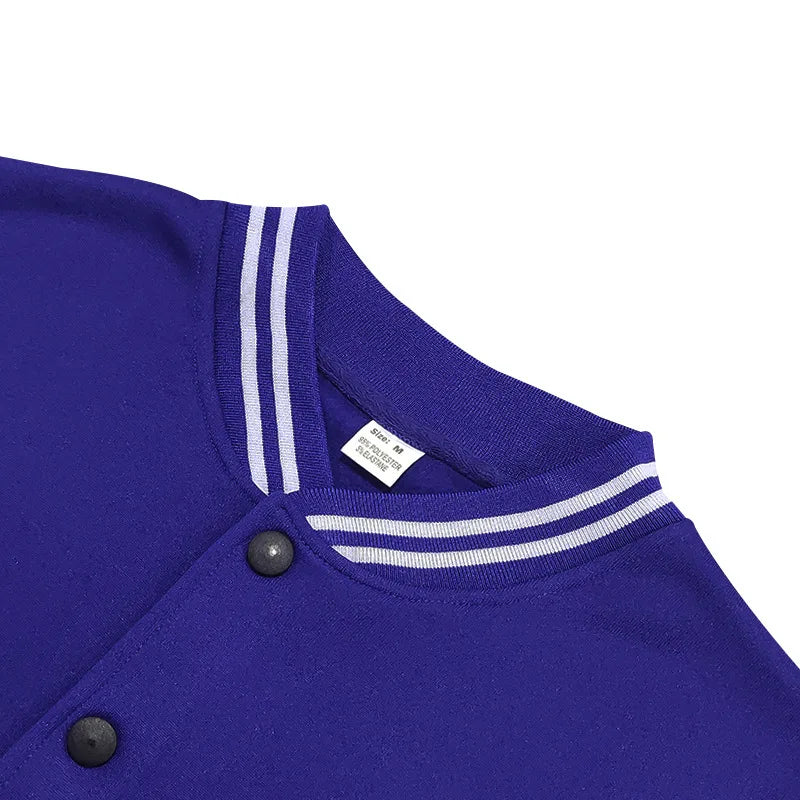 Men's baseball jacket autumn and winter fleece American solid color loose casual stand-up collar single-breasted flight jacket