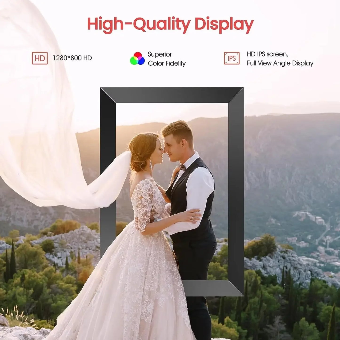 Frameo 10.1 Inch Smart WiFi Photo Frame Digital Picture Frame HD IPS Touch-screen 32 GB