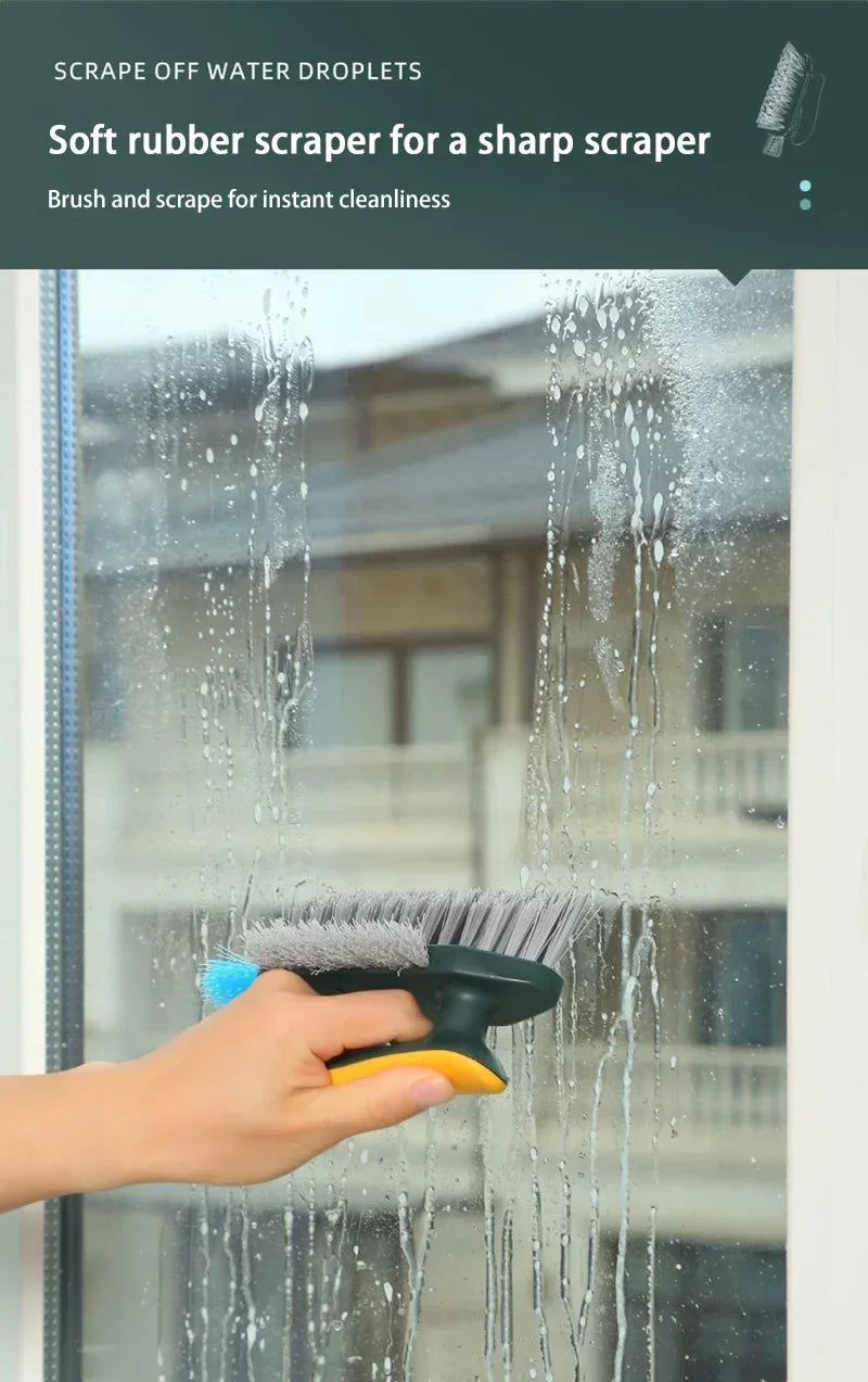 3-In-1 Multi-Function Cleaning Brush Hard Bristle Scrub Brush With Gap Brush T-Handle Grout Cleaner For Bathroom Kitchen Window