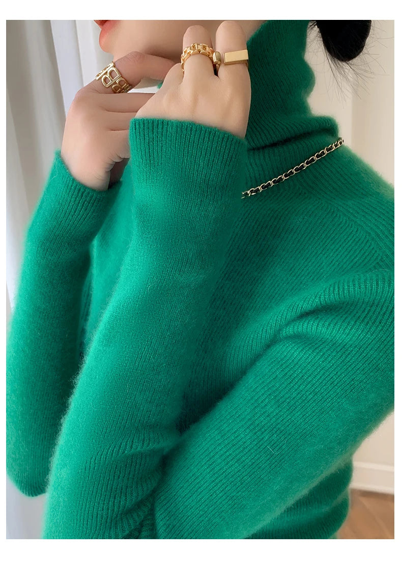100% pure cashmere sweater women  sweater slim fit sweater versatile for autumn and winter knitted high neck cashmere